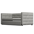 Upholstered Twin Size Daybed With Trundle, Padded Back And Sides - Gray by HouseOfZazla