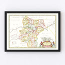 Vintage Map of Huguang, China 1665