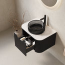 DINA 24" Bathroom Vanity & Sink, Floating Curved Edges with Striped Plywood Cabinet by HouseOfZazla