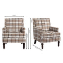 Upholstered Accent Chair with Brown Linen Fabric and Nailhead Trim by HouseOfZazla