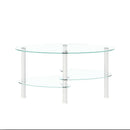 Transparent Oval Glass Coffee Table, Modern Table In Living Room Oak Wood Leg Tea Table 3-Layer Glass Table by Unique Piece Furniture