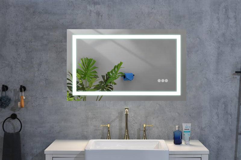40x24 LED Lighted Bathroom Wall Mounted Mirror with High Lumen+Anti-Fog Separately Control+Dimmer Function