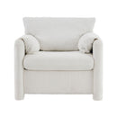 Fixed Modern Accent Chair Single Seater Plush Chenille Lounge Chair With High Resilience Cushion - Ivory White by HouseOfZazla