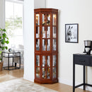 Corner Curio Cabinet With 5 Shelves And Lighting System