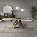 Malika - Ceramic Top Dining Table - Gray & Copper Cross Brushed by Unique Piece Furniture