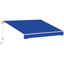 8' x 7' Patio Retractable Awning, Manual Exterior Sun Shade Deck Window Cover, Blue