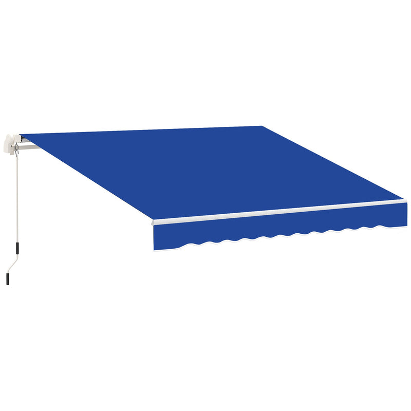 8' x 7' Patio Retractable Awning, Manual Exterior Sun Shade Deck Window Cover, Blue