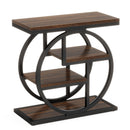 4 Tier Narrow End Table With Storage Shelves For Living Bedroom, Small Spaces - Rustic Brown by HouseOfZazla