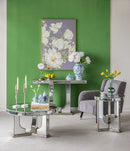 Large Mirrored Dining Table With Elegant Floral Design And - Silver Multi by HouseOfZazla