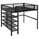 Loft Bed With 4 Tier Shelves And Storage