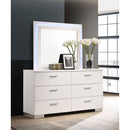 Dulcey - 6 Drawer Dresser With LED Mirror - Gloss White by HouseOfZazla
