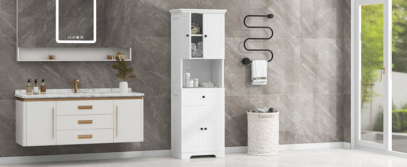 Walker Edison | White Tall Bathroom Storage Cabinet