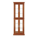 Curio Cabinet Lighted Curio Diapaly Cabinet With Adjustable Shelves And Mirrored Back Panel, Tempered Glass Doors (6 Tier), (E26 Light Bulb Not Included)