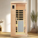 Low Emf Front Door With Heating Panel 1 People Hemlock Far Infrared Indoor Sauna Room - Natural by HouseOfZazla