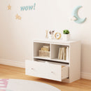 Toy Storage Organizer With Large Drawer And Low Bookshelf For Nursery & Playroom - White by HouseOfZazla
