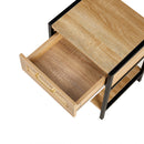 15.74" Rattan End table with drawer, Modern nightstand, metal legs,side table for living room, bedroom,natural(1 pc)