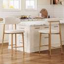 Upholstered Counter Height Bar Stools For Kitchen Island (Set of 2) - Beige by HouseOfZazla