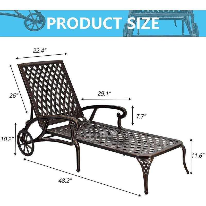 Aluminium Cast lounge chair 2pcs brown