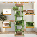68in Multi-Level Cat Tree Tower with Hammocks & Scratching Posts