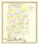 Vintage Map of Alabama 1834