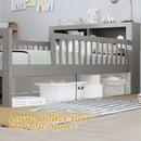 Bed With Headboard Storage Rack, 2 Under Bed Drawers, 3 Side Guardrails For Safety