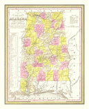Vintage Map of Alabama 1847