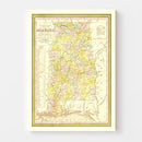 Vintage Map of Alabama 1854