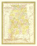 Vintage Map of Alabama 1854