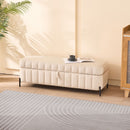 Wide Upholstered Storage Soft Bench Ottoman With Metal Legs by HouseOfZazla