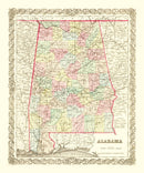 Vintage Map of Alabama 1855