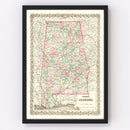 Vintage Map of Alabama 1871