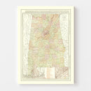 Vintage Map of Alabama 1917