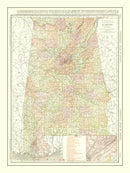 Vintage Map of Alabama 1917