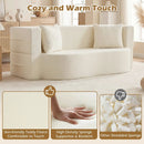 75.5 inch Folding Sofa Bed 2-in-1 Convertible Teddy Fleece Floor Loveseat with 2 Comfortable Pillows by LJGDeals