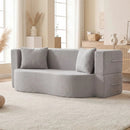 75.5 inch Folding Sofa Bed 2-in-1 Convertible Teddy Fleece Floor Loveseat with 2 Comfortable Pillows by LJGDeals