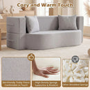 75.5 inch Folding Sofa Bed 2-in-1 Convertible Teddy Fleece Floor Loveseat with 2 Comfortable Pillows by LJGDeals
