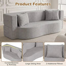 75.5 inch Folding Sofa Bed 2-in-1 Convertible Teddy Fleece Floor Loveseat with 2 Comfortable Pillows by LJGDeals