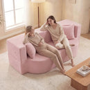 75.5 inch Folding Sofa Bed 2-in-1 Convertible Teddy Fleece Floor Loveseat with 2 Comfortable Pillows by LJGDeals
