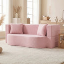 75.5 inch Folding Sofa Bed 2-in-1 Convertible Teddy Fleece Floor Loveseat with 2 Comfortable Pillows by LJGDeals