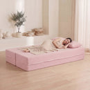 75.5 inch Folding Sofa Bed 2-in-1 Convertible Teddy Fleece Floor Loveseat with 2 Comfortable Pillows by DirectDeals