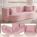 75.5 inch Folding Sofa Bed 2-in-1 Convertible Teddy Fleece Floor Loveseat with 2 Comfortable Pillows by LJGDeals