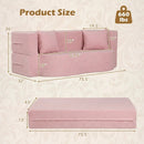 75.5 inch Folding Sofa Bed 2-in-1 Convertible Teddy Fleece Floor Loveseat with 2 Comfortable Pillows by LJGDeals