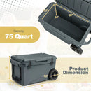 75 Quart Portable Cooler Rotomolded Ice Chest with Handles and Wheels by DirectDeals