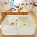 75 x 59 Inch Large Baby Playpen with Breathable Mesh and Zipper Doors-Beige by LJGDeals