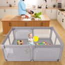 75 x 59 Inch Large Baby Playpen with Breathable Mesh and Zipper Doors-Gray by LJGDeals