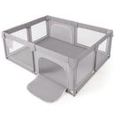 75 x 59 Inch Large Baby Playpen with Breathable Mesh and Zipper Doors-Gray by LJGDeals