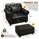 Upholstered Sofa With Nailhead Trim, Rolled Armrests With Ottoman by HouseOfZazla