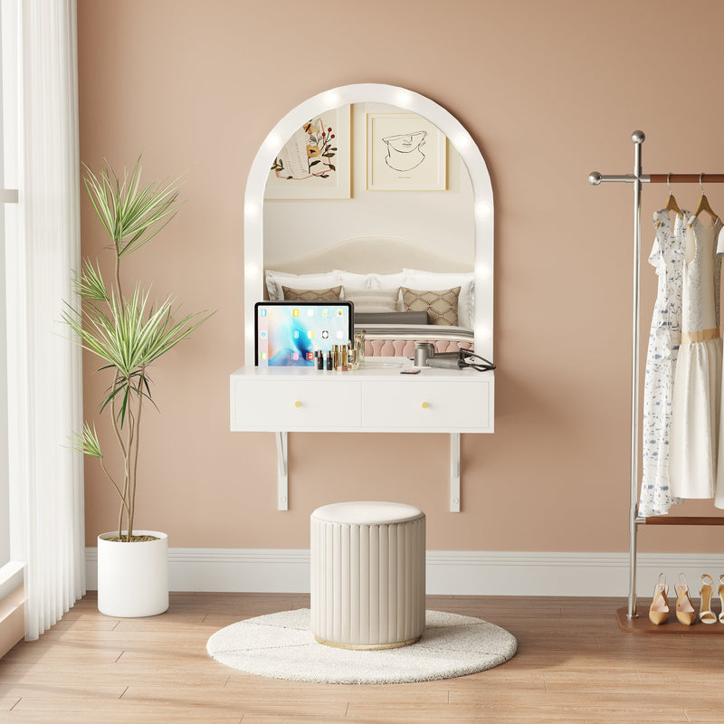 Floating Makeup Vanity Desk with Mirror & 3-Color Lights, photo 4 of 10