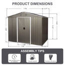 8Ft x 6Ft Outdoor Metal Storage Shed With Floor Base (SKU: W540S00012) - Gray by HouseOfZazla