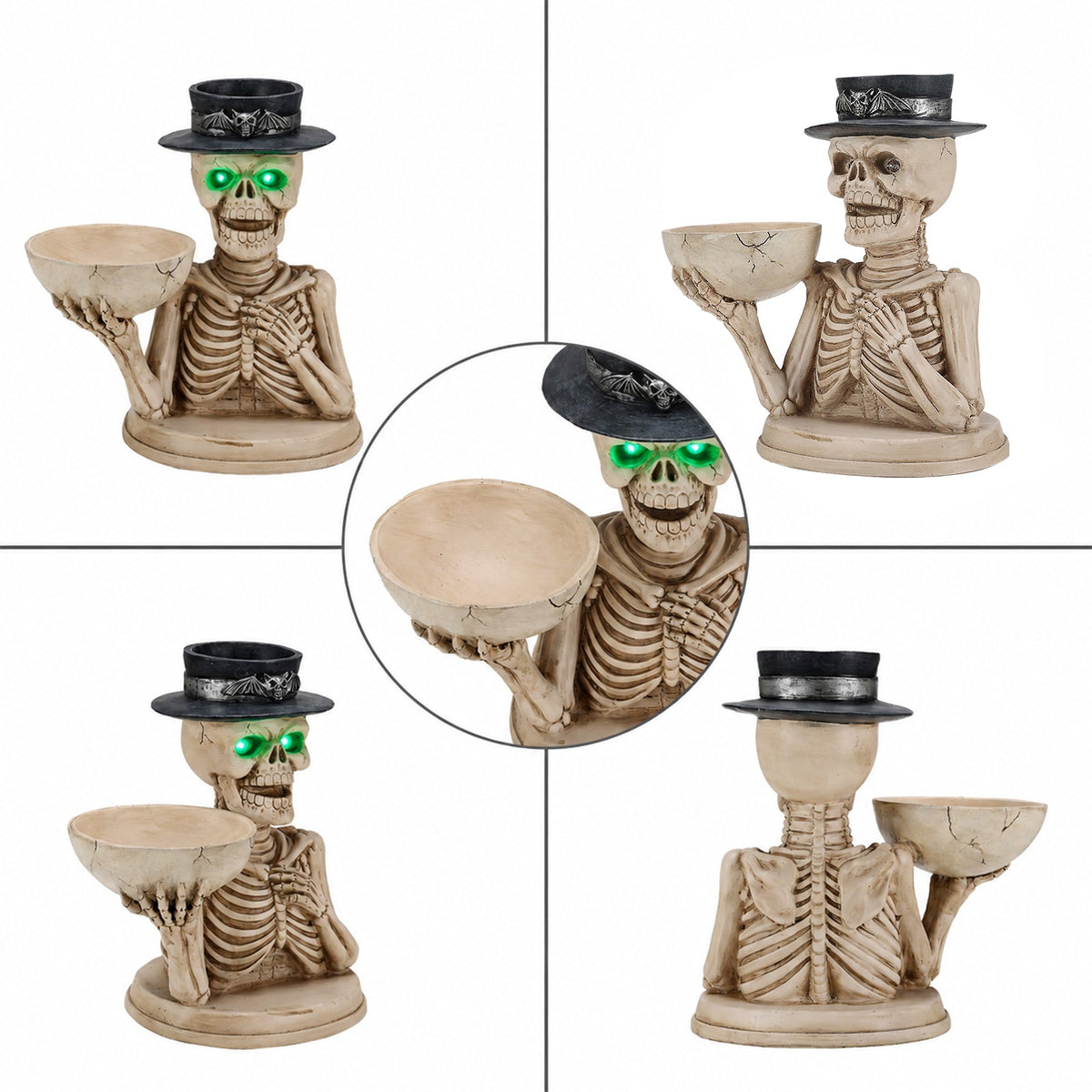 Halloween Skeleton Figurine with Storage Bowl & Candle Holder, photo 9 of 10